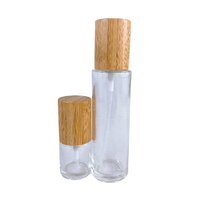Botol Semprot Kosmetik Kaca Buram dengan Tutup Kayu Bambu, Ukuran Kosong 30ml 50ml 60ml 80ml 100ml, untuk Lotion Semprot Halus