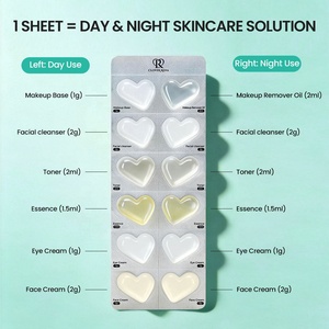 <span class=keywords><strong>Set</strong></span> di Capsule Portatili a Forma di Cuore per Cura della Pelle Anti-Età, Sbiancanti e Anti-Rughe, 7 Fogli, Kit Completo per Routine Giorno e Notte - Product Image 1