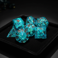Musenluo DND Ensemble de dés polyédriques en résine, 7 pièces, avec bords vifs et lumière aurore, pour jeux de rôle, bleu