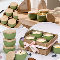 Boîtes en métal bleues sans soudure pour bougies, vides, 2,2 oz et 4 oz, pots de voyage colorés avec couvercles à enfiler