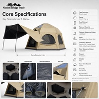 Tente de camping de luxe portable, gonflable, double couche, en PVC, étanche 3000+, pour quatre saisons, avec chambre et séjour, modèle Ball Strut Extended