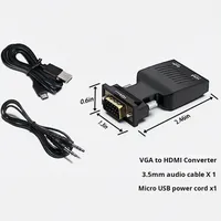 Adaptador VGA a HDTV, Convertidor de Audio y Cable de Alimentación, 1080P, Revestimiento de PVC, Diseño Compacto, para Computadora/Laptop, Monitor, TV, Proyector