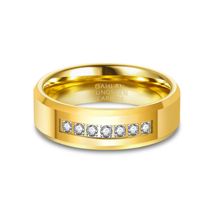 Oahlan Đồ Trang Sức Thời Trang 8Mm Bạc/Mạ Vàng Không Thấm Nước Cao Đánh Bóng Zircon <span class=keywords><strong>Inlay</strong></span> <span class=keywords><strong>Tungsten</strong></span> Nhẫn Cho Nam Giới Cưới Engagement - Product Image 2