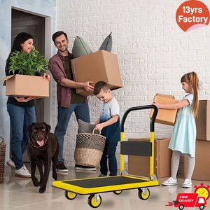 Gấp tiện ích cán giỏ hàng lưu trữ tổ chức 4 tầng đa chức năng nhà bếp xe đẩy sản xuất tại Trung Quốc - Product Image 2