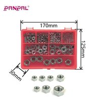 Assortiment de 185 écrous hexagonaux métriques en acier au carbone zingué, tailles mixtes M3-M12, pack d'accessoires de quincaillerie