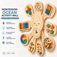 Papan Aktivitas Dinding Gurita Laut Montessori Dalam Ruangan dari Kayu untuk Anak-anak, Pengembangan Keterampilan Motorik Halus untuk Taman Kanak-Kanak dan Penitipan Anak