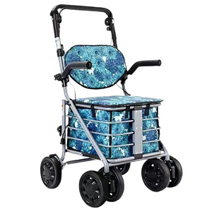 Shopping <b>Cart</b> Lightweight <b>Foldable</b> Portable For Seniors Grocery Shopping Leisure Walks Hebei Origin Peacock Green - Product Image 3