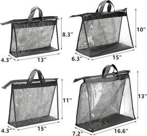 Organisateur de rangement de sac à main transparent pour placard sac à main protecteur stockage poignée à glissière couverture suspendue sacs à poussière pour sacs à main - Product Image 2