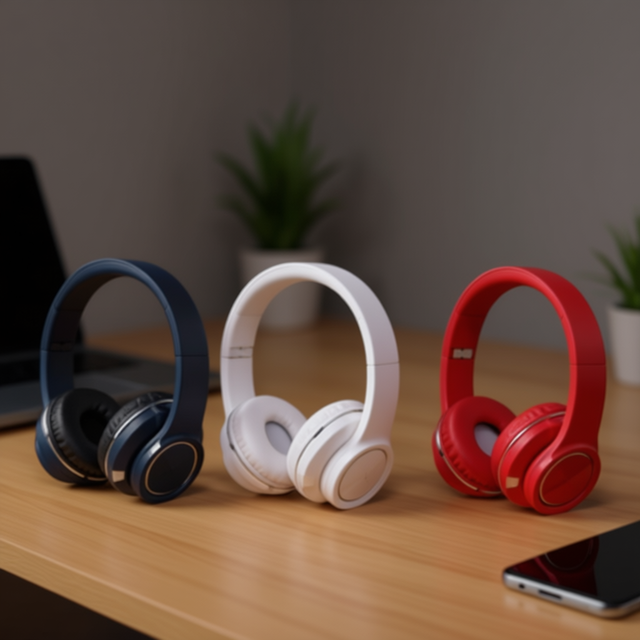 On-Ear Dynamic Headphones with Touch Control and Stereo Sound for Mobile Phone Use-Black White Blue Red Colors
