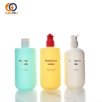 Botol Plastik PET Biru Kuning Kosong Putih Mewah 300ml Silinder PE Bulat Pompa Gel Mandi Sampo Lotion 500ml