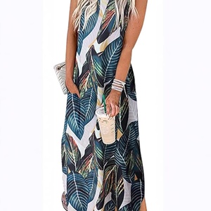 Versatile <b>Elastic</b> Waist Boho Summer Print Washed A-line Slim-fit Sleeveless Mini <b>Dress</b> - Product Image 5