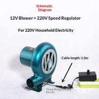 Souffleur 12V DC double tension pour barbecue extérieur et poêles à bois domestiques - Contrôle de vitesse, économie d'énergie, inverseur