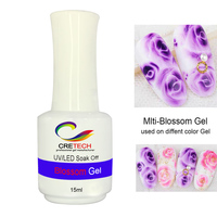 Desain Seni Kuku Efek Mekar Cat Kuku, Bunga Mawar UV Blossom Gel Gratis Sampel