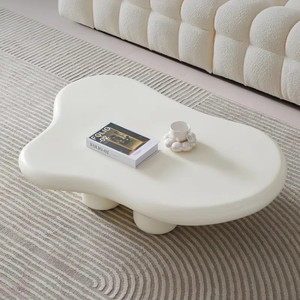 Số lượng đặt hàng tối thiểu 50 chiếc Bàn trà mây thiết kế sang trọng kiểu Pháp, hiện đại, màu trắng kem, dành cho phòng khách nhỏ - Product Image 1