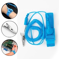 Gelang ESD PVC Anti statis 1.8 meter, tali pergelangan tangan BIRU tanpa kabel klip melepaskan kabel uji perbaikan alat kerja alat diagnostik