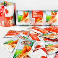 Film d'emballage flexible en plastique alimentaire avec logo personnalisé pour sauces, épices, pâte de tomate, ketchup, en rouleau