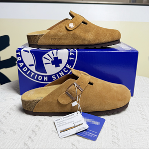 Mules en cuir suédé de vache de qualité supérieure avec soutien de la voûte plantaire et semelle <span class=keywords><strong>orthopédique</strong></span> en liège, chaussures de marche tendance, logo personnalisé, prix de gros - Product Image 2