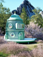 Magnifique Villa Personnalisée en Forme de Bateau de Contes de Fées, Maisonnette Préfabriquée en Aluminium Effet Bois pour Glamping, Cabane en Alliage à 2 Étages pour Complexe Forestier