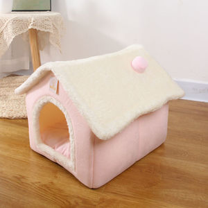 Cat House Square Cartoon Pet <b>Bed</b> With Ears Washable For Cat Winter Warm Soft <b>Sponge</b> Material - Product Image 2