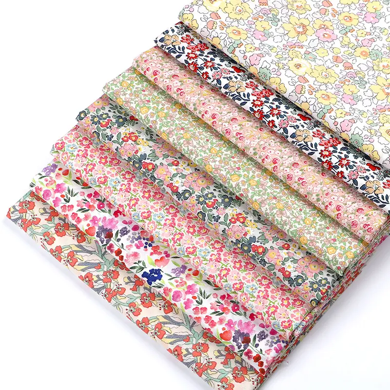 Pabrikan Pola Bunga Lembut 100% Kain Katun Poplin Bahan Digital Printed Floral Kain Katun untuk Gaun Pakaian