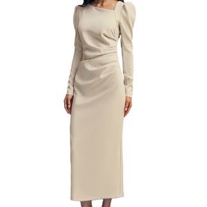 Vestido de Mujer Personalizado OEM, Otoño Invierno, Elegante, de Primera Calidad, Color Sólido, Cuello Irregular, Manga Larga, Casual, Ajustado - Product Image 3