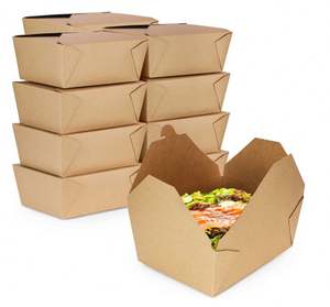 Disposable Food Grade Paper <b>Cardboard</b> <b>Lunch</b> <b>Box</b> 4 Compartments Recyclable Restaurant Use Noodle Take Away <b>Box</b> to Go - Product Image 2