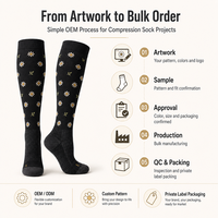 Chaussettes de compression personnalisées Daisy pour femmes, hauteur genou, 15-20 20-30 mmHg, motif floral jacquard, chaussettes de soutien, OEM ODM Marque privée