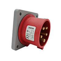 Prise industrielle CEE à 5 broches, montage sur panneau, IP44, 16A, 380-415V~