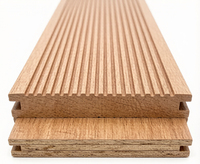 Planche de terrasse en WPC massif, composite bois-plastique PE, double face rainurée et surface plate gaufrée pour terrasse extérieure et jardin