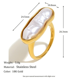 แหวนสเตนเลสสตีล 316L คุณภาพสูง ประดับมุกและกลีบ<span class=keywords><strong>ดอก</strong></span>ไม้ ดีไซน์หรูหรา ไม่หมองคล้ำ สำหรับผู้หญิง - Product Image 6