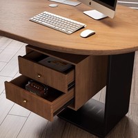 Bureau de patron en bois massif Bureau du président Établi de bureau d'ordinateur Léger Luxe Moderne Haut de gamme Forme de noix de cajou Utilisation commerciale