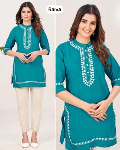 Tops occidentales de diseñador para damas con elegantes vestidos casuales de trabajo con bordado Kurti para Regula Wear de India - Product Image 2
