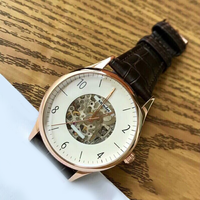 Montre automatique pour homme personnalisée en gros, modèle Xzander 1924, bracelet en cuir de crocodile noir, édition de luxe de haute qualité.