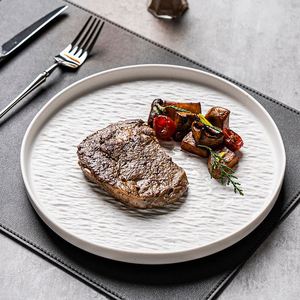Custom logo 8/10 Inch Round Black White <b>Ceramic</b> Dinner <b>Plate</b> Nordic Style Hotel Restaurant Luxury Dishes Set - Product Image 4