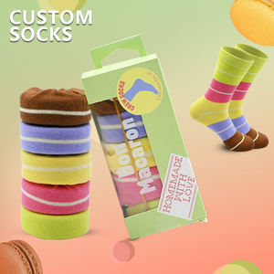 Meilleures ventes Chaussettes longues Macarons drôles Originalité personnalisées Boîte cadeau Chaussettes Originalité unisexe - Product Image 1