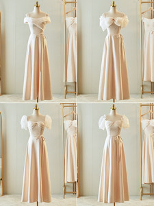S0938Y Nouvelle <span class=keywords><strong>Robe</strong></span> de <span class=keywords><strong>Demoiselle</strong></span> <span class=keywords><strong>d</strong></span>'<span class=keywords><strong>Honneur</strong></span> Champagne 2026 en Satin <span class=keywords><strong>d</strong></span>'Été, <span class=keywords><strong>Robe</strong></span> de Soirée Nuptiale Haut de Gamme Unique pour Femme, Portée Quotidiennement - Product Image 3