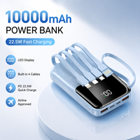 Tendance 2026 : Batterie Externe Personnalisée pour Téléphone avec Logo, Haute Qualité, 10000mAh, Quatre Câbles USB Intégrés, Écran LED, PD22.5W