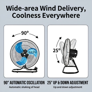 <span class=keywords><strong>Ventilateur</strong></span> sur pied industriel 3 en 1 de 18 pouces avec un puissant moteur de grande taille et des pales en fer, grille de sécurité, base stable de 4,5 kg - Product Image 5