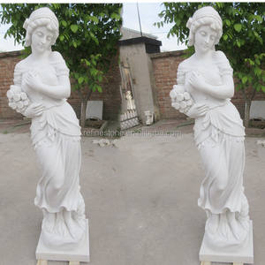 Statue de sirène nue en marbre blanc de Chine sculptée à la main pour la décoration de jardin extérieur - Product Image 6