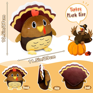 Acción de Gracias decoración del hogar bordado ojos y boca con insectos dibujos animados vivos suave marrón grande cóctel Chook personalizado pavo peluche juguete - Product Image 3