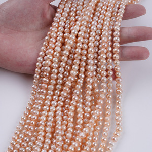 Perles d'eau douce naturelles blanches 6-7mm, forme elliptique perforée, pour collier DIY fait main, vente en gros - Product Image 3