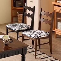 Elegante Silla de Comedor Moderna de Madera con Asiento Acolchado Estampado, Respaldo en Forma de Ola, Función Reclinable, Ecológica y Duradera para Dormitorio