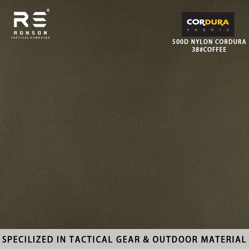 38#Dark Coffee 500D Nylon Cordura Fabric Waterproof and Durable for Tactical and Outdoor Use PU Coated Woven Fabric for Outdoor
