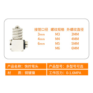 Copper Pneumatic <b>Quick</b> Connect Pagoda <b>Connector</b> M5 M6 Straight And Right Angle Elbow For Air Hose Fittings - Product Image 4