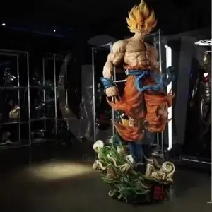 Fiberglas yaşam boyutu aksiyon figürü Dragon topu karikatür Anime reçine Goku heykelleri WuKong anime heykel