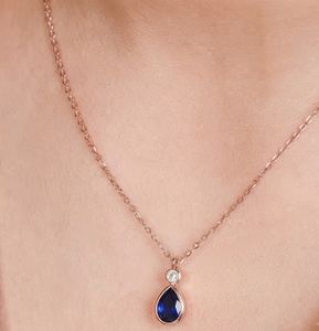 Collier pendentif goutte d'eau en argent sterling avec chaîne à maillons, bijoux de luxe tendance pour femme, cadeau de fête - Product Image 1