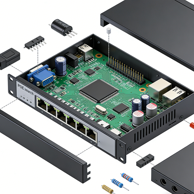 Electronic Engineering Hardware Design 4 8 16 24 Port POE Switch 48V 10/100MB 2 Uplink 10/100/1000MB Gigabit Network Internet