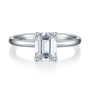 Anillo Clásico de Plata de Ley S925 con Baño de Platino, Certificado GRA, con Moissanita Rectangular de Lujo de 3.0 Quilates para Mujer, para Bodas y Fiestas - Product Image 2