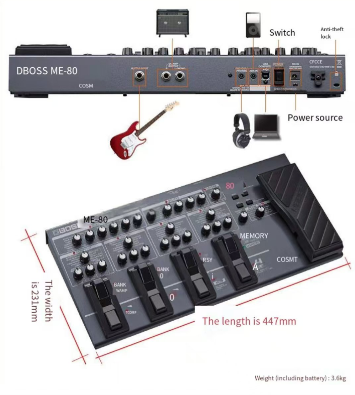 Boss ME 80 ME 90 Guitar Multi-Effects Pedal - Stylish Design for