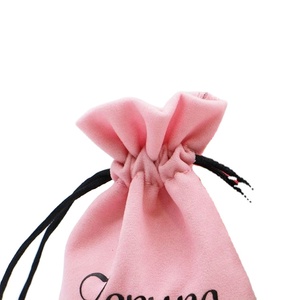 Emballage textile avec logo personnalisé - Pochette en velours avec cordon de serrage pour cils et bijoux, étiquette privée pour usage individuel - Product Image 2